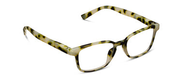 yellow turquoise eyeglasses on a plain background