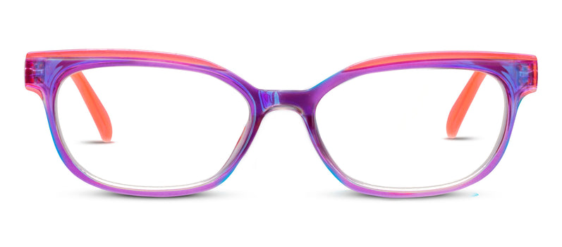 Multicolored eyeglasses on a white background