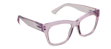 Purple eyeglasses on a white background