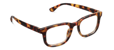 Tortoiseshell eyeglasses on a white background