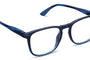Blue eyeglasses on a white background