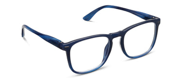 Blue eyeglasses on a white background