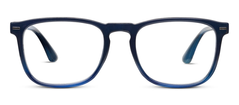 Blue eyeglasses on a white background