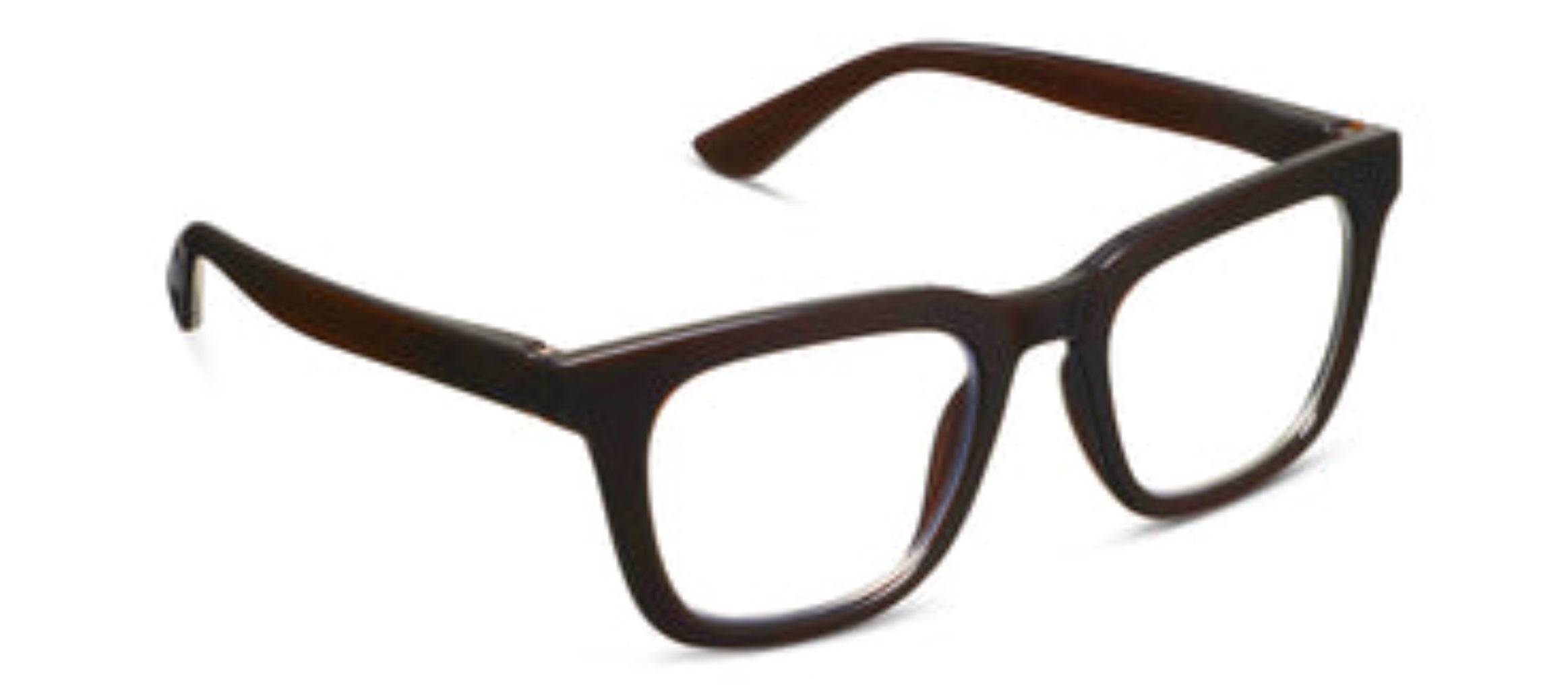 Black/Coffee colored eyeglasses on a white background