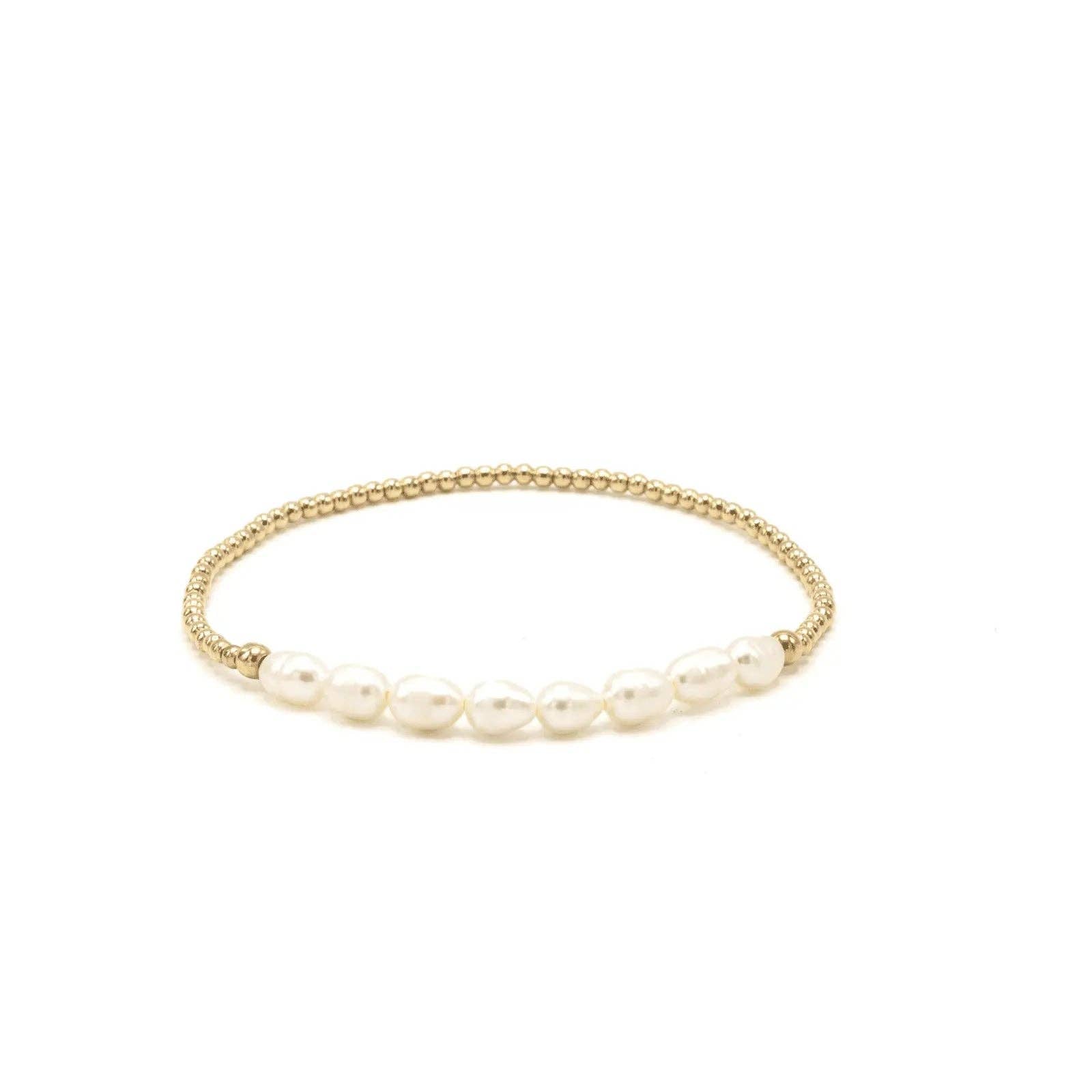erin gray - Petite Row Rice Pearl Bracelet with 14k Gold-Filled Beads