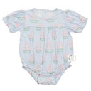 Girls Bubblee with a sailboat pattern on a blue background
