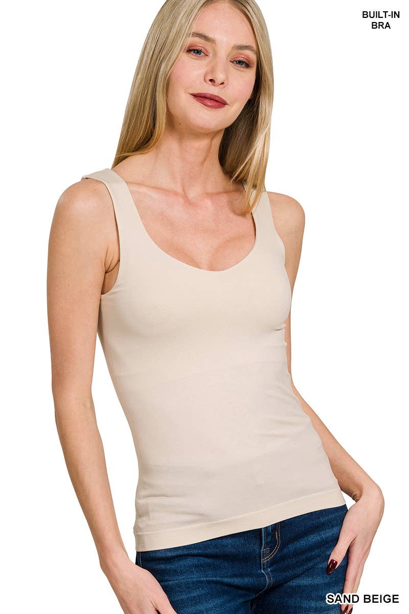 42POPS - Seamless Tank Top w/ Built-in Bra Zenana