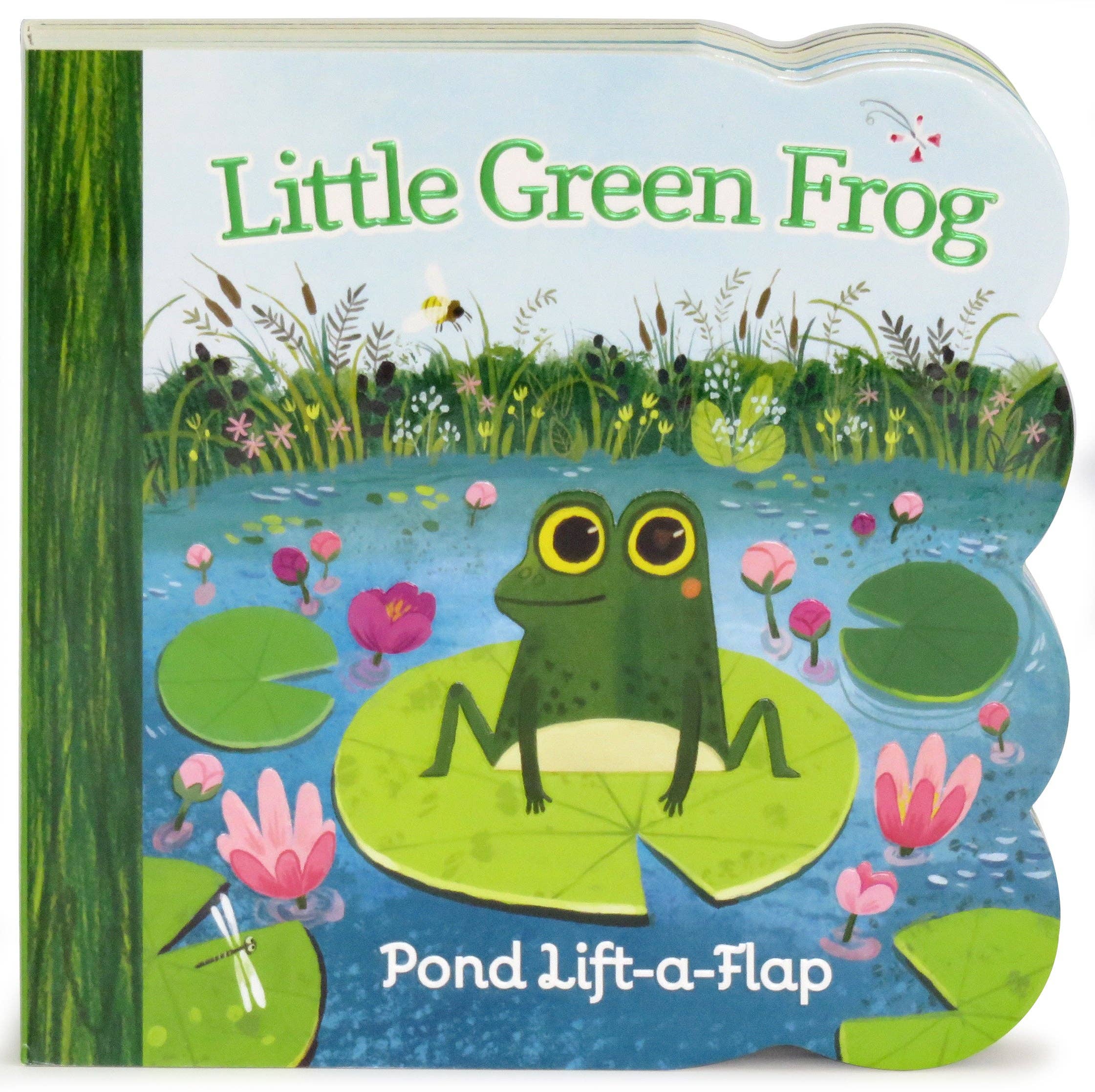 Children's book titled 'Little Green Frog' with a frog on a lily pad design.