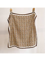 Coffee brown retro dot square scarf, framed with dark border