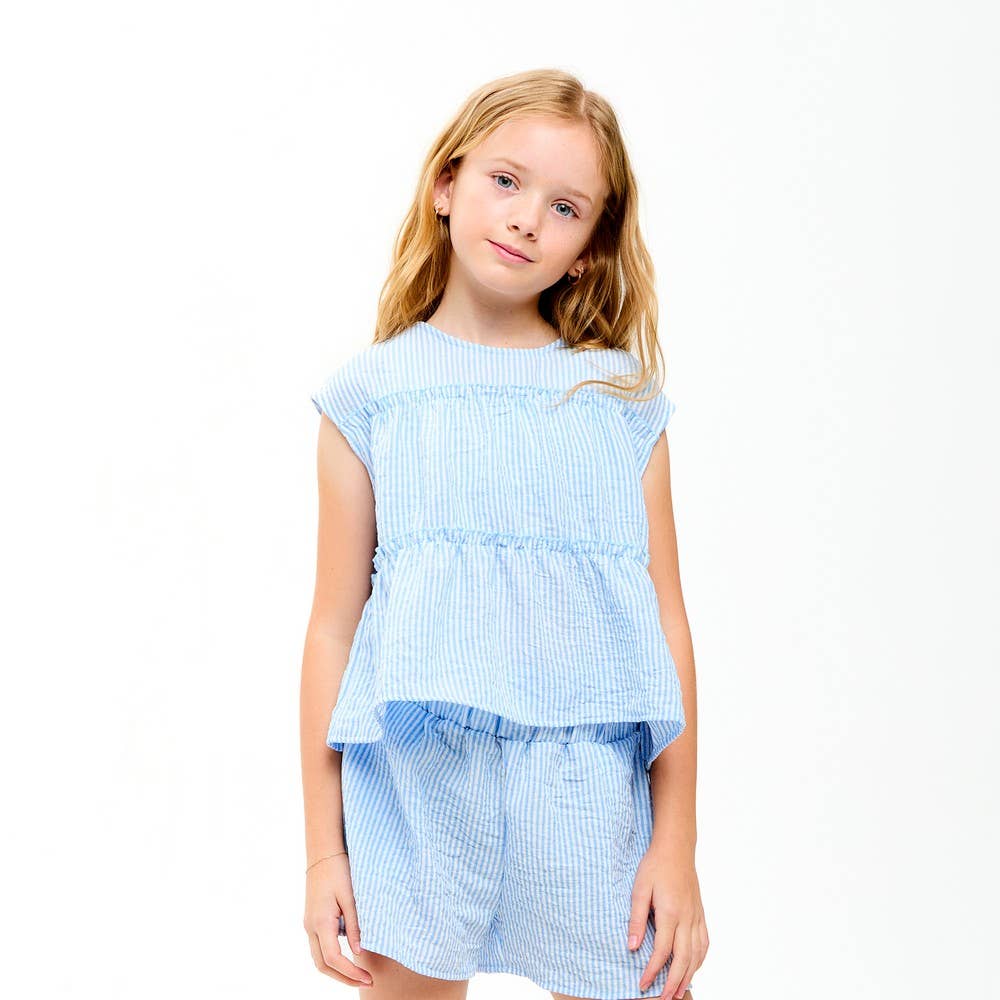 Good Girl - Striped Gauze Tiered Ruffle Top