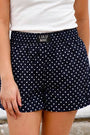 Navy mini polka dot boxer shorts with elastic waistband