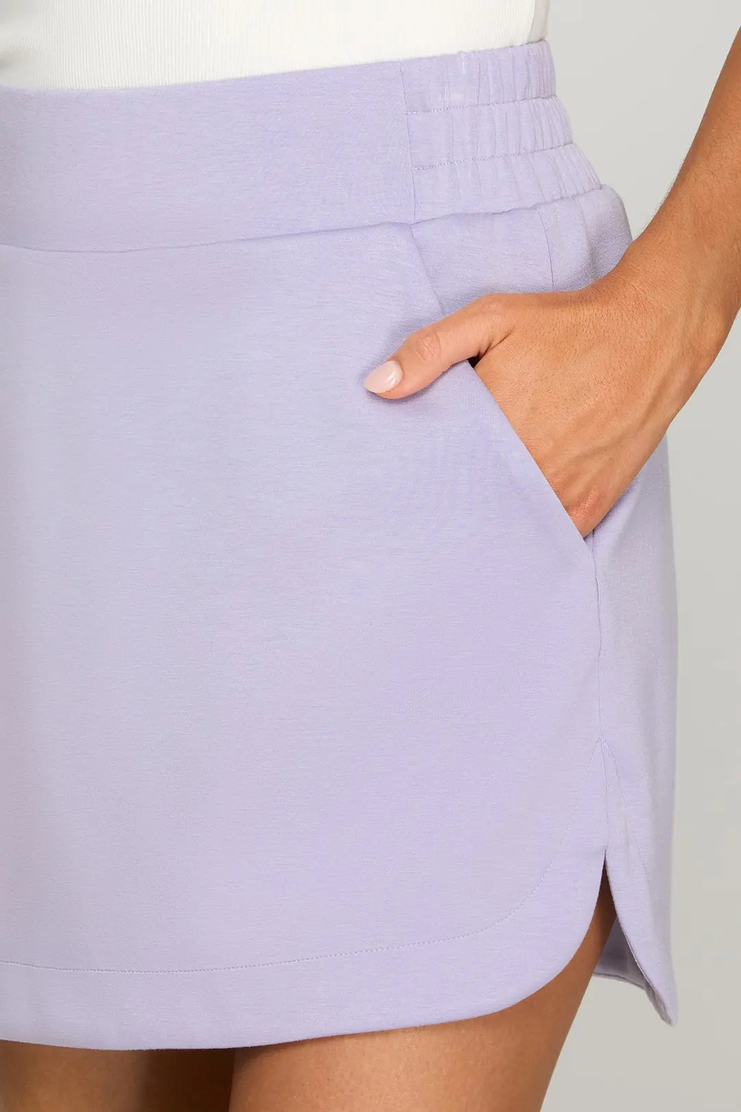 2 pc set - High Waist A-Line Casual Skort with Pockets with Matching Drop Shoulder Knit Top