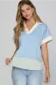 Drop Shoulder Contrast Stripe Top