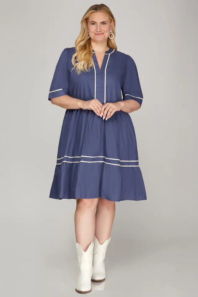 Short Sleeve Tiered Mini Dress with Pockets