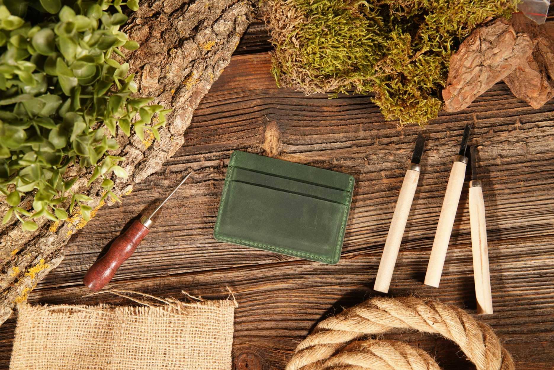 American Leather Goods - Leather Card Holder Wallet, Handmade Wallet for Men