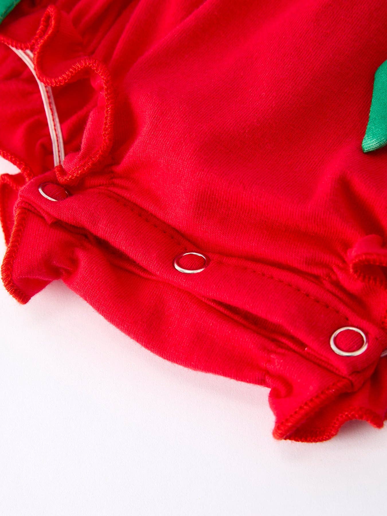 Rylee Faith Designs - Christmas Smocked Girls Romper with Green Bow and Tree Embroidery