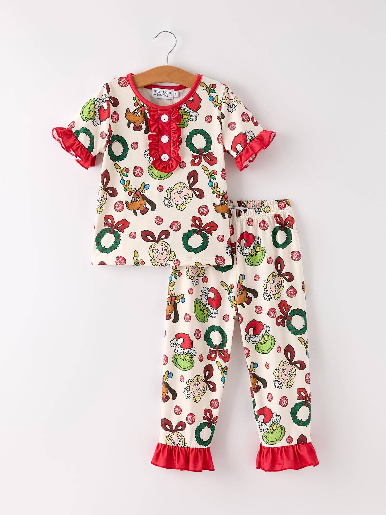 Rylee Faith Designs - Christmas Character Pattern Girl Pajama Set