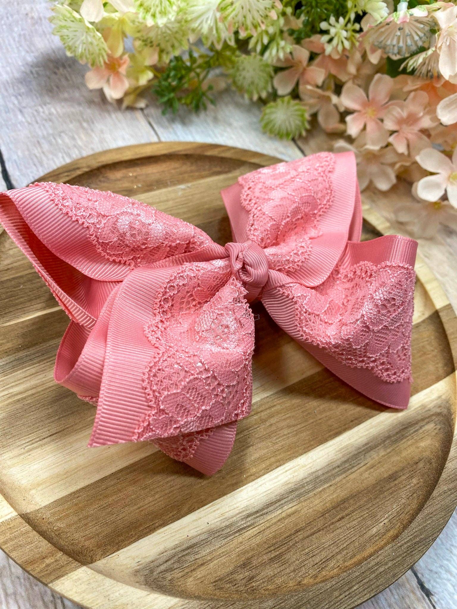 The Hair Bow Company - 4.5" Chantilly Lace Classic Hair Bow | Clip or Headband