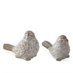 Assorted 3 Inch Cream & Taupe Glazed Ceramic Bird