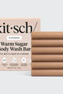 Kitsch Warm Sugar Body Wash Bar packaging and bar on a light gray background