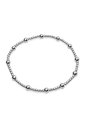 Silver beaded bracelet on a white background