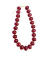 Chunky beaded necklace with marbled red oval beads and gold-tone chain
