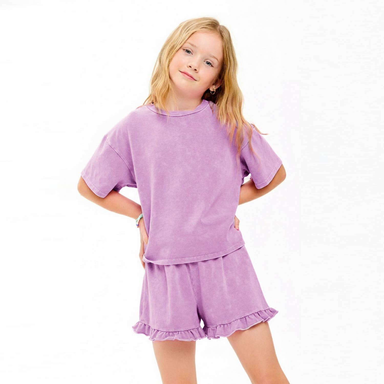 Good Girl - Mineral Washed Top and Shorts Set