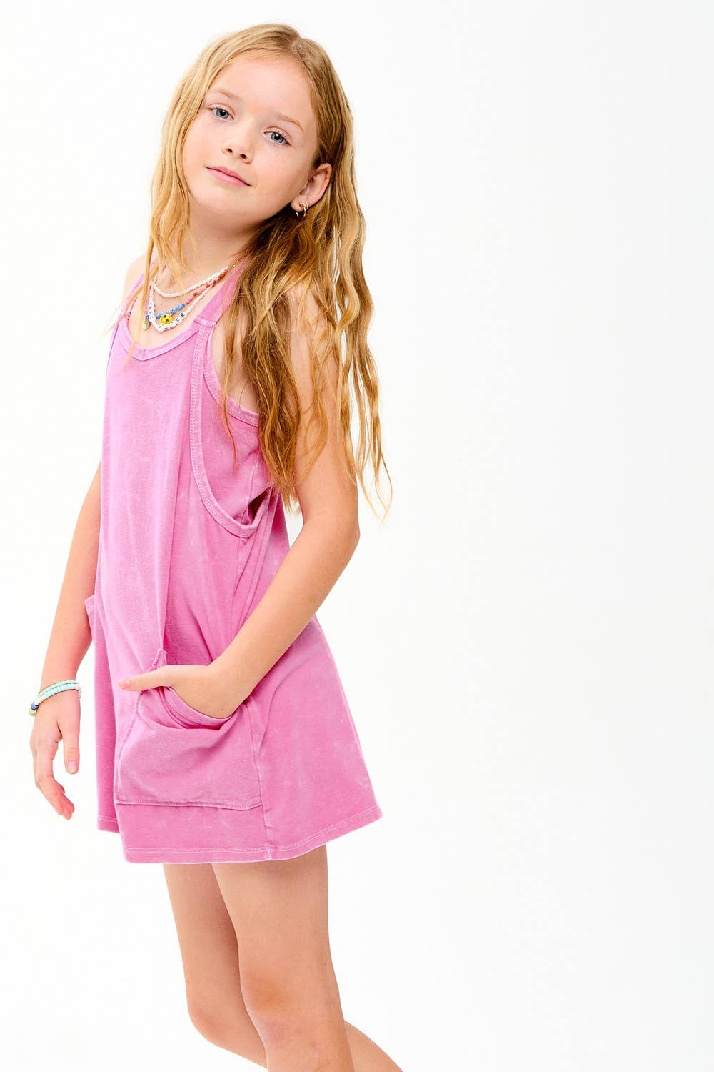 Good Girl - Mineral Washed Dress with Built-in Romper Lining