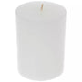 A plain white cylindrical pillar candle with a single wick, shown against a solid white background.