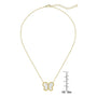 Gold butterfly necklace with a chain on a white background