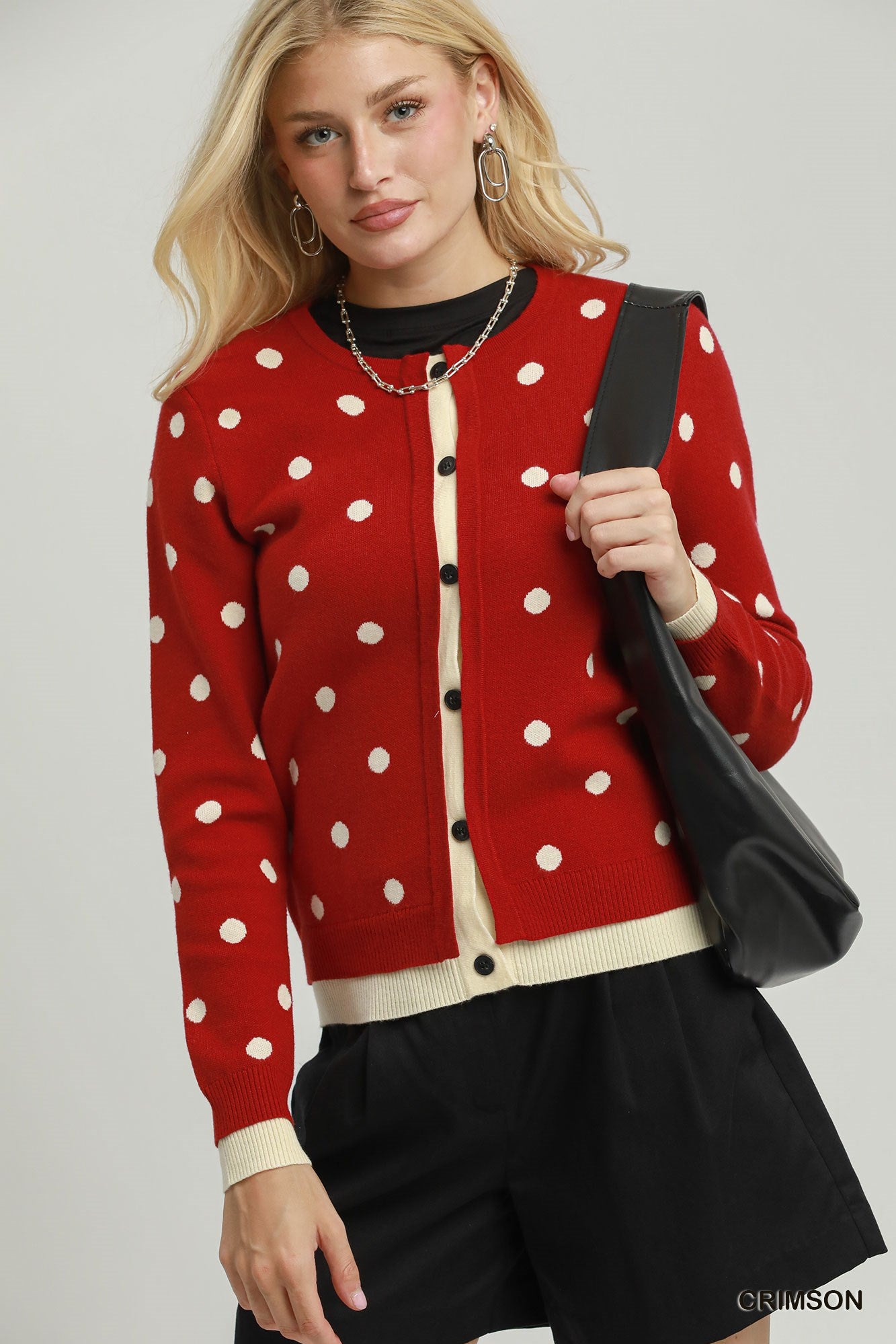 Polka Dot Button Down Knit Cardigan