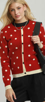Polka Dot Button Down Knit Cardigan