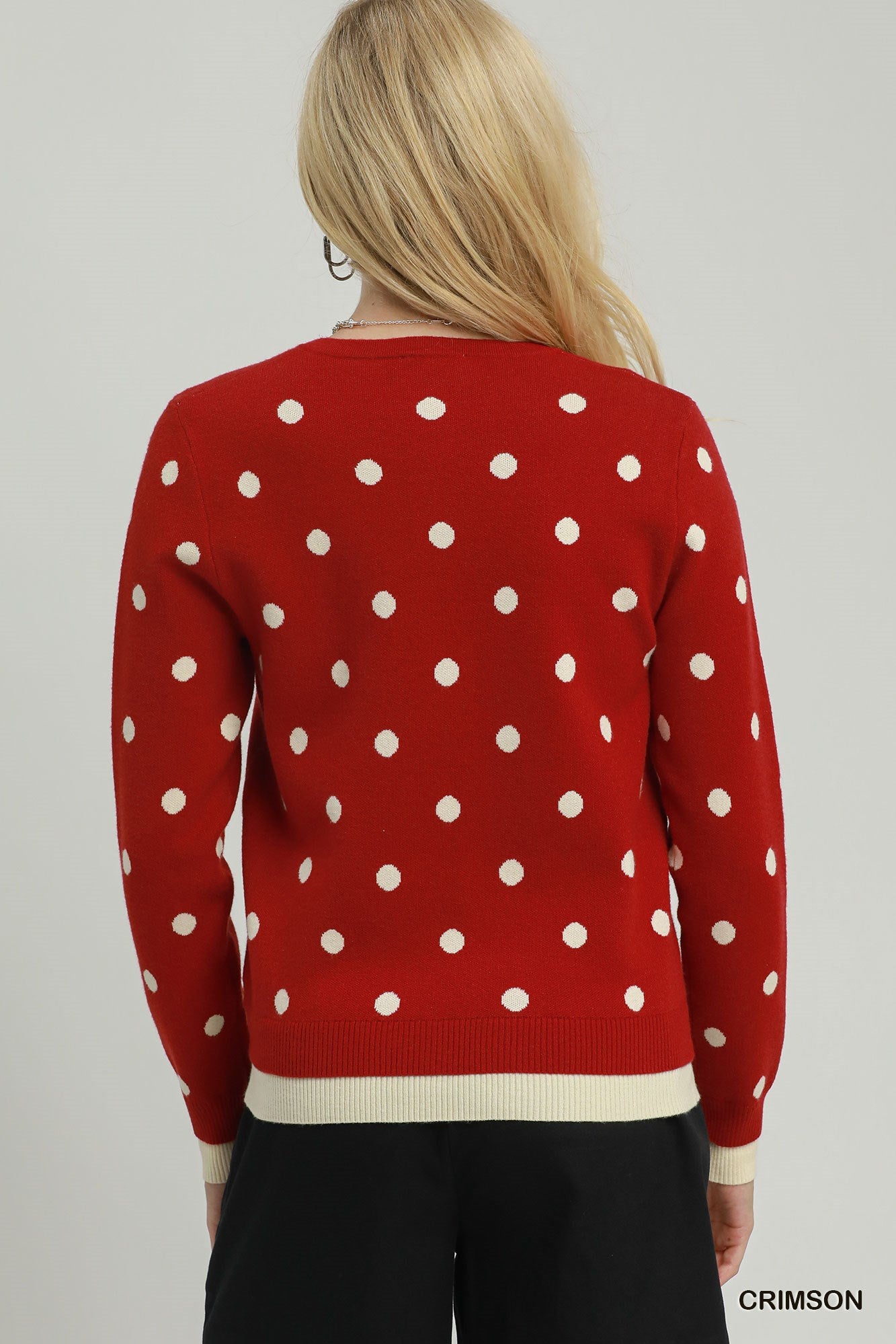 Polka Dot Button Down Knit Cardigan