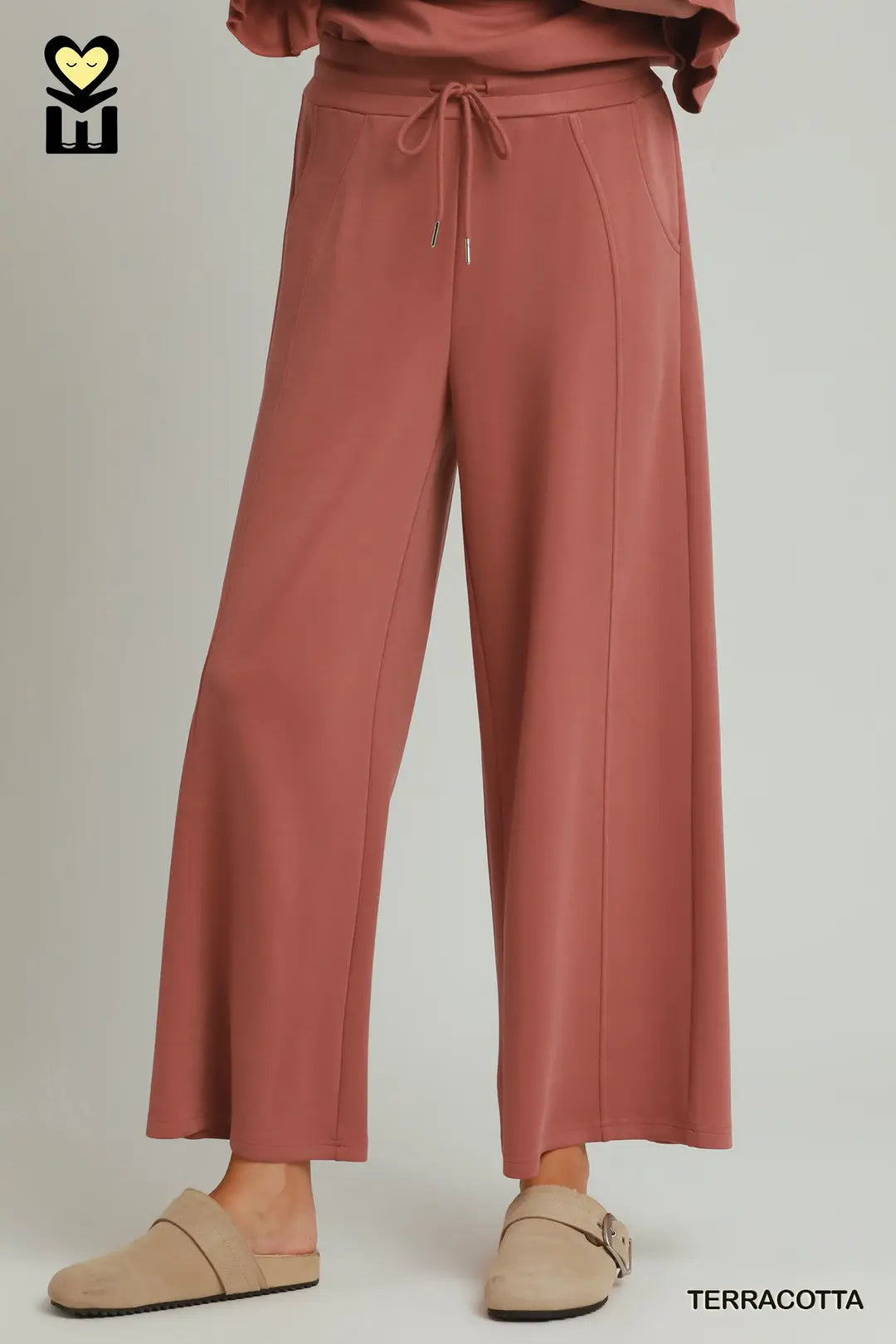 SELECT LUXENIT Round Neck Ruffle Tier Ragland Sleeve Top with Wide Leg Pants Set