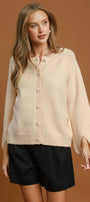 Button Down Sleeve Detail Sweater Cardigan