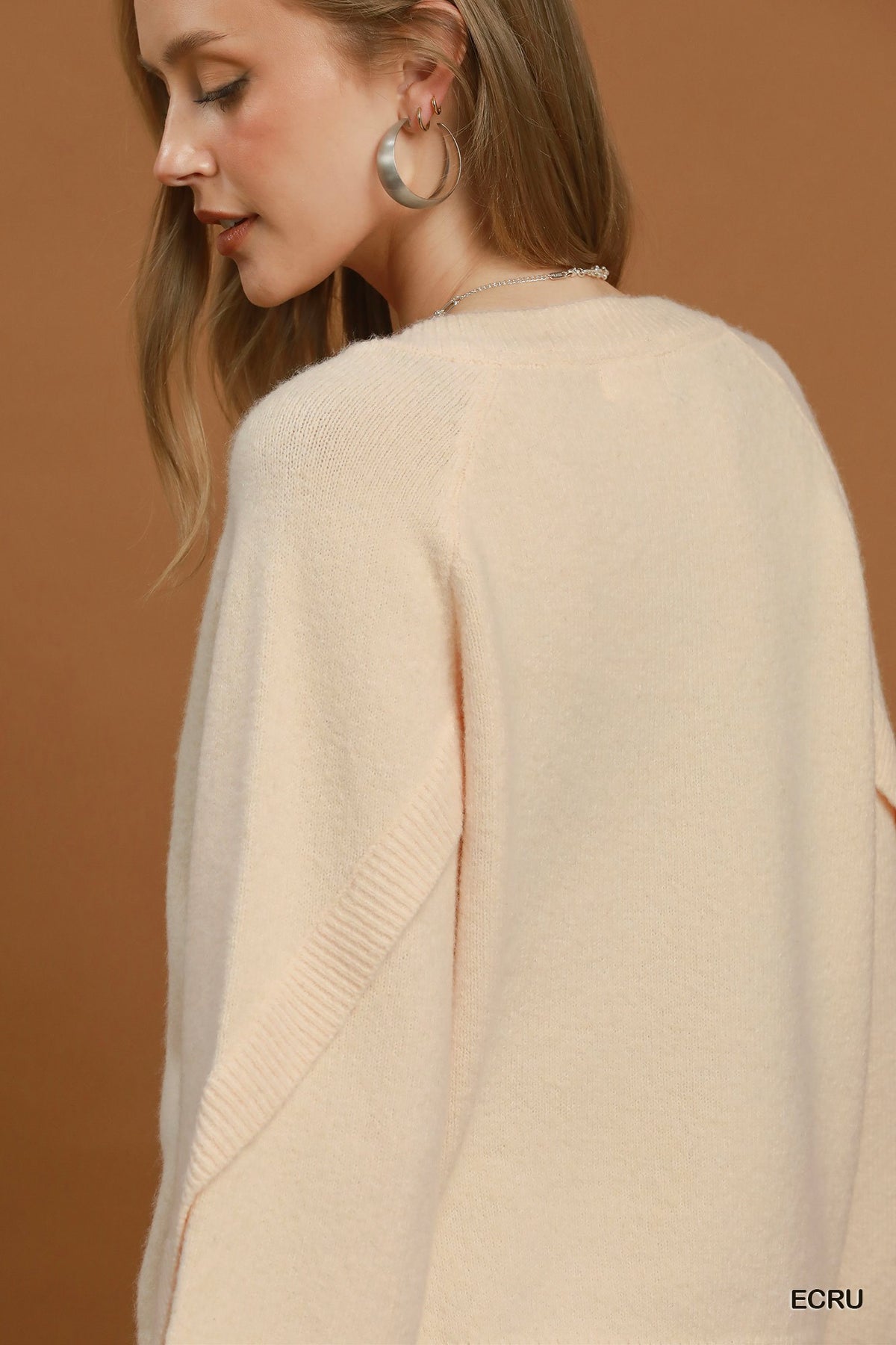 Button Down Sleeve Detail Sweater Cardigan