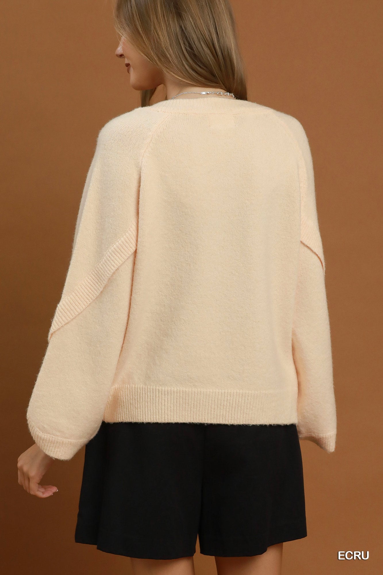 Button Down Sleeve Detail Sweater Cardigan