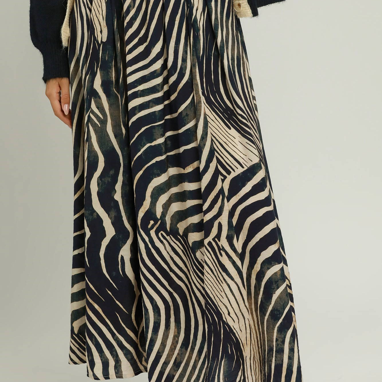 Animal Print Lined Pull on Skirt with Pockets