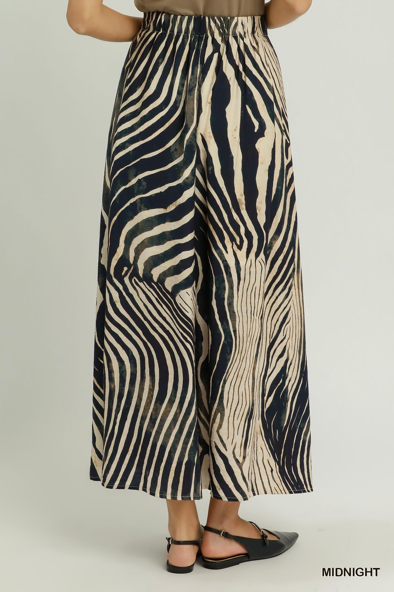 Animal Print Lined Pull on Skirt with Pockets