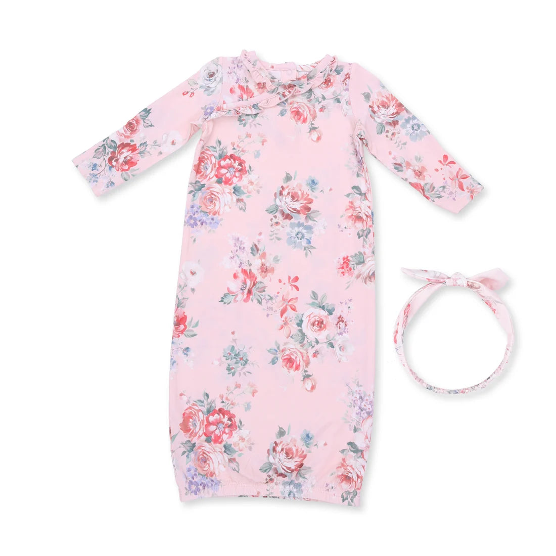 Painterly Rose Bouquets - Kimono Gown and Headband