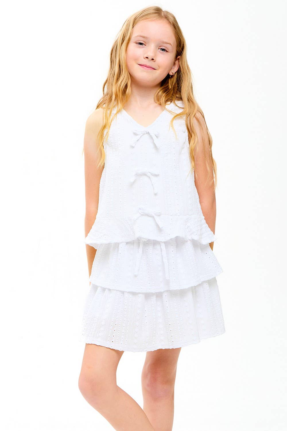 Good Girl - Embroidered Eyelet Tiered Ruffle Skort