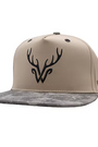 Beige cap with black deer logo on a white background