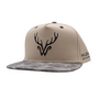 Beige cap with black deer logo on a white background