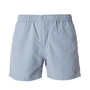 Light blue shorts with a small logo on a white background