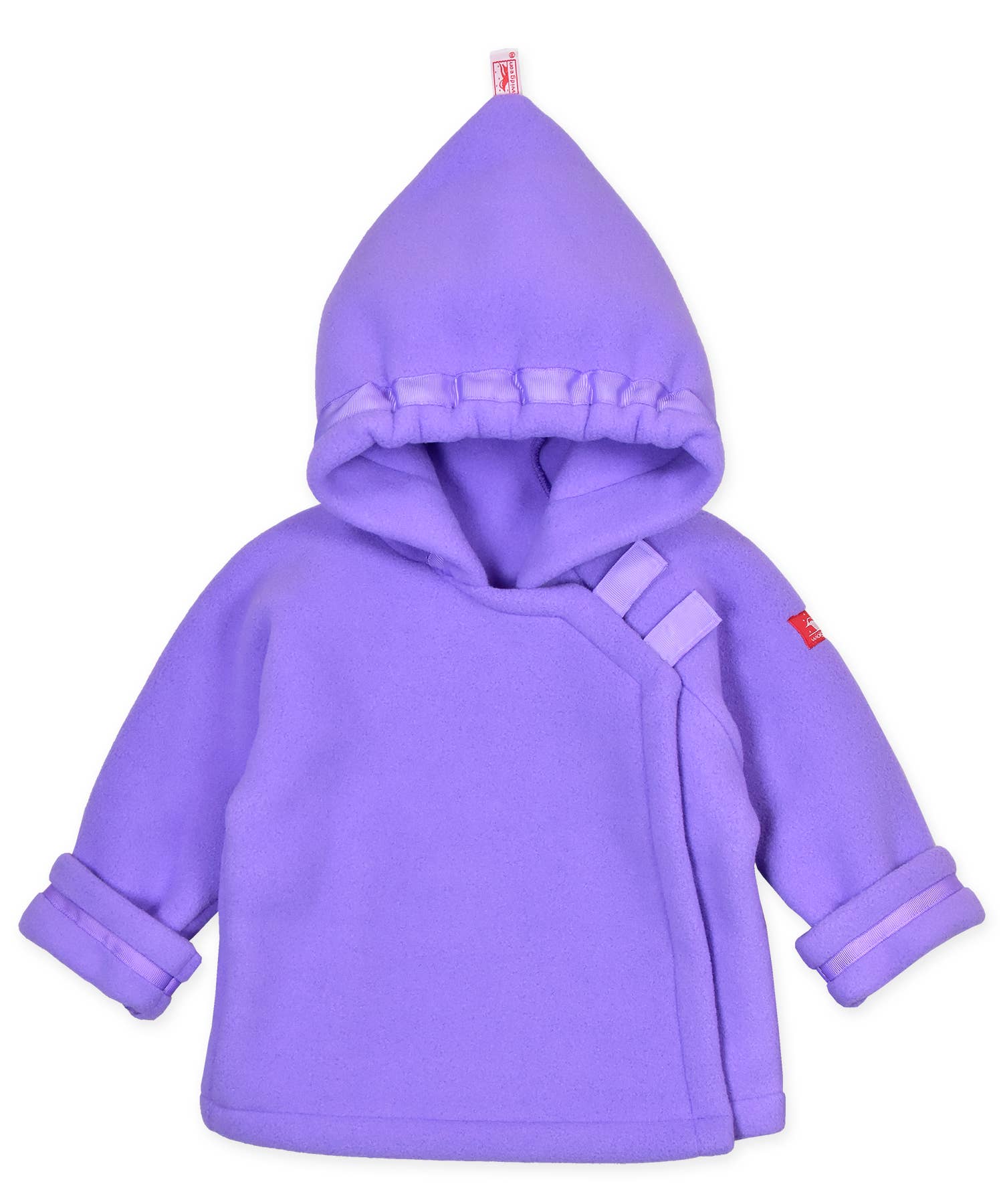 Purple children's hoodie with a hood on a white background