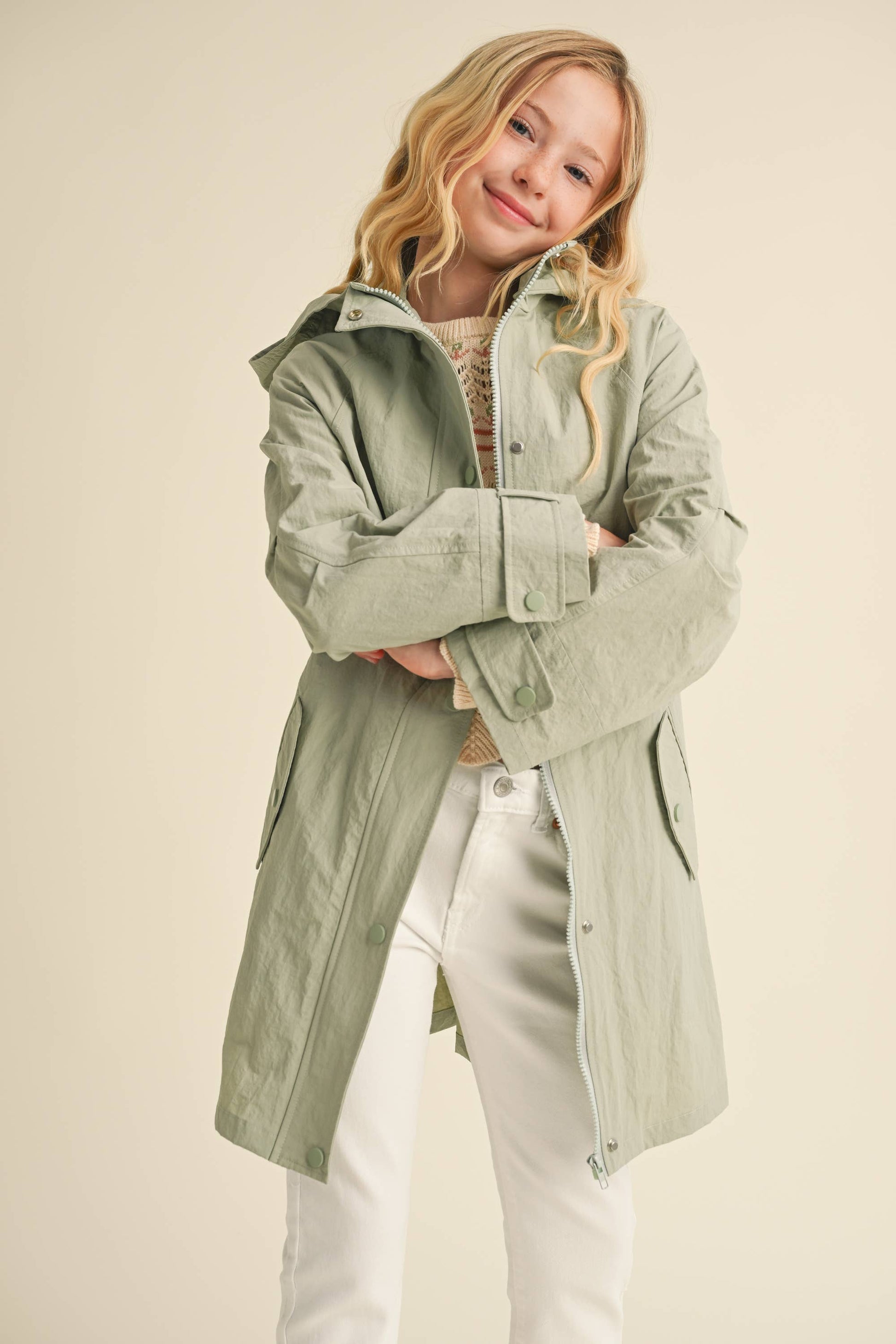 heart and arrow - TWEEN KIDS GIRLS LIGHTWEIGHT LONG PARKA (7-14)