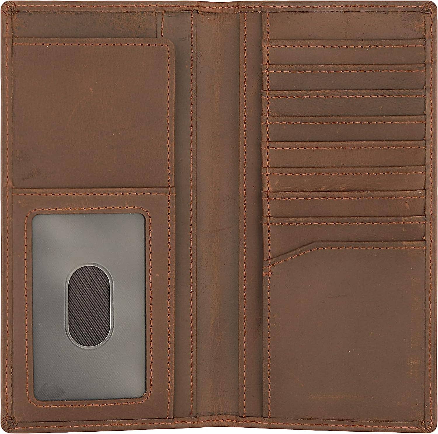 American Leather Goods - Genuine Leather Bifold Wallet Long Wallets for Men Women