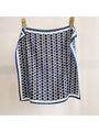 Navy blue retro dot square scarf with white dots and navy border