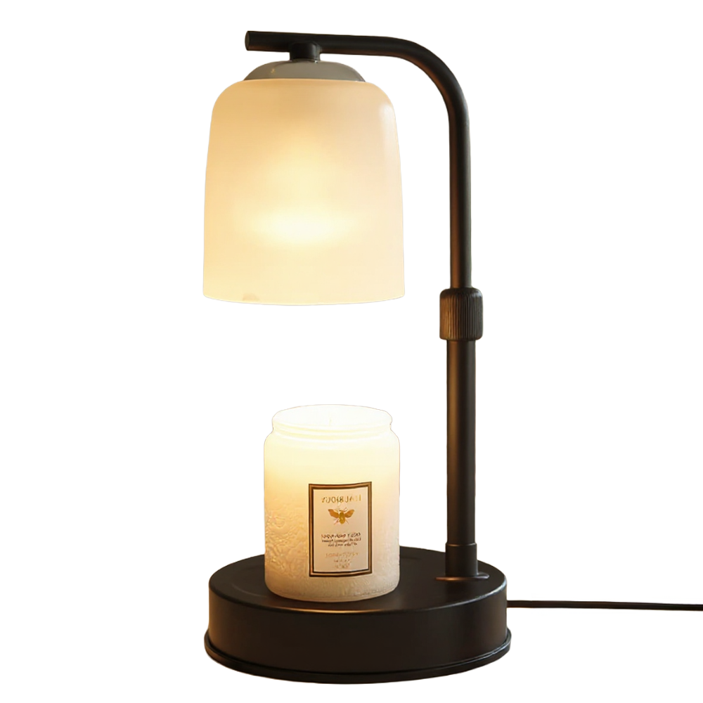 Table lamp with a candle on a white background