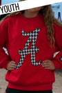 Youth crimson sweatshirt with houndstooth number 4 graphic